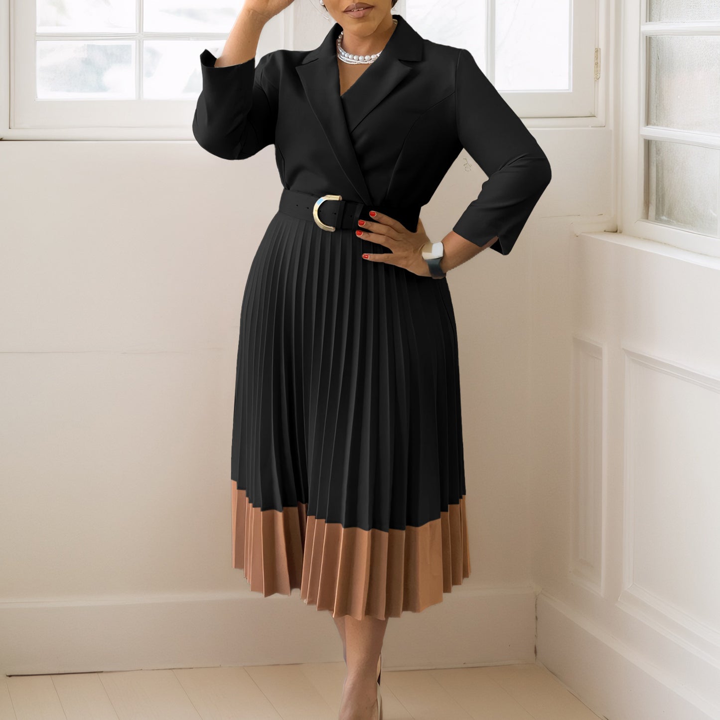 Suit Collar Elegant Dress
