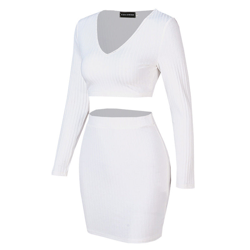 V-neck Skirt Suit