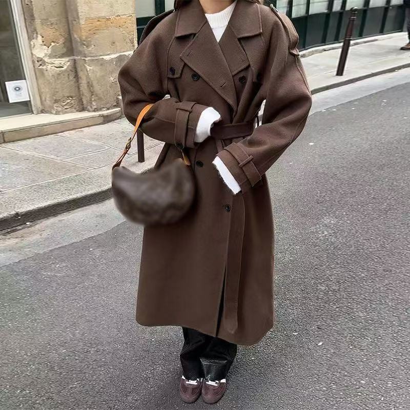 Lapel Long Overcoat