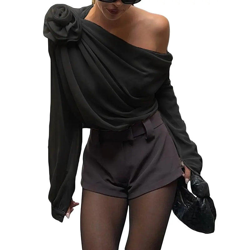 Off Shoulder Elegant Long Sleeve Blouse