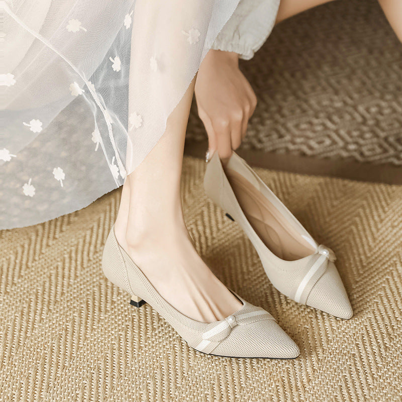 Woven Low-cut Pointed-toe Shoes