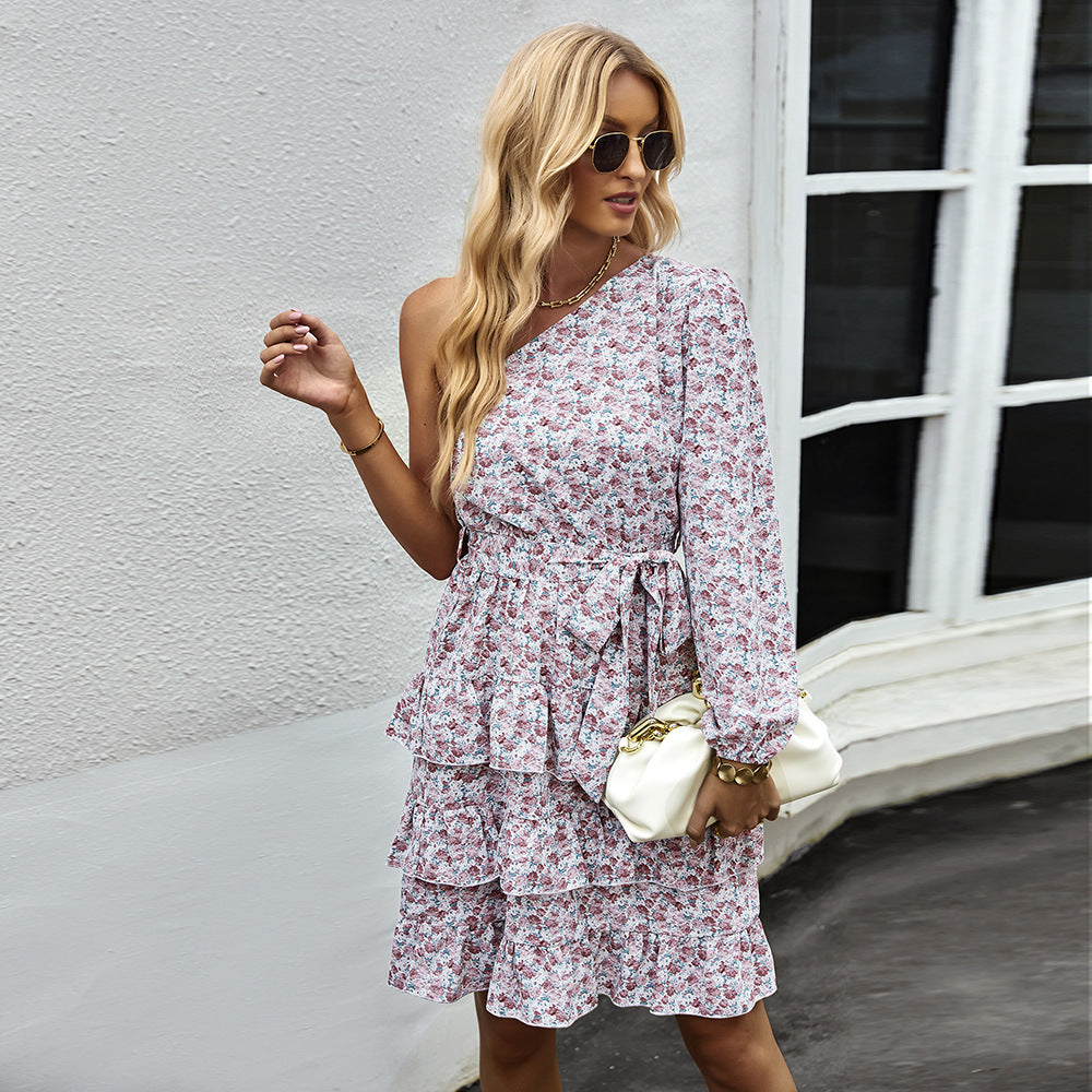 Fashionable Elegant Off-shoulder Floral Dress