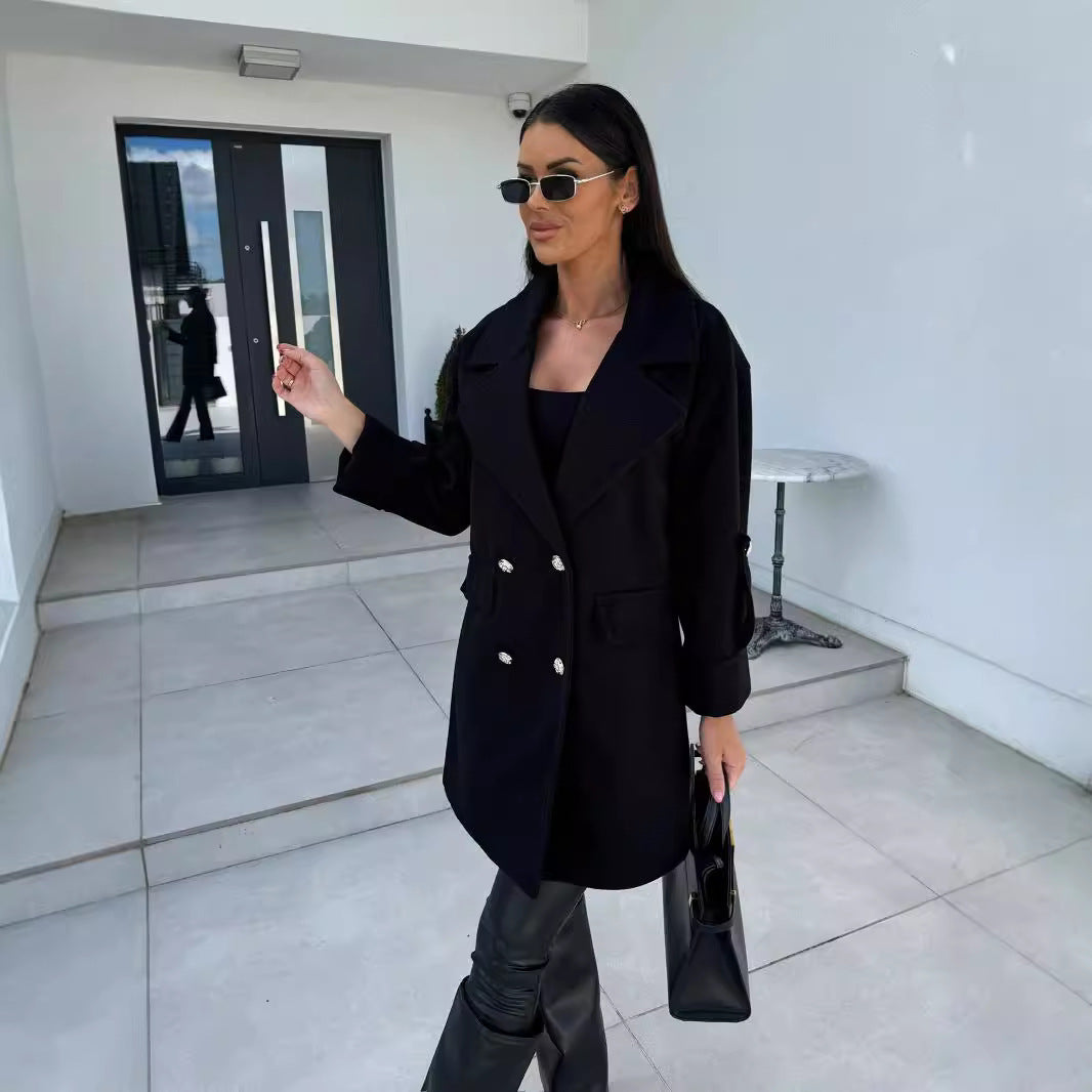 H-shaped Suit Collar Woolen Coat