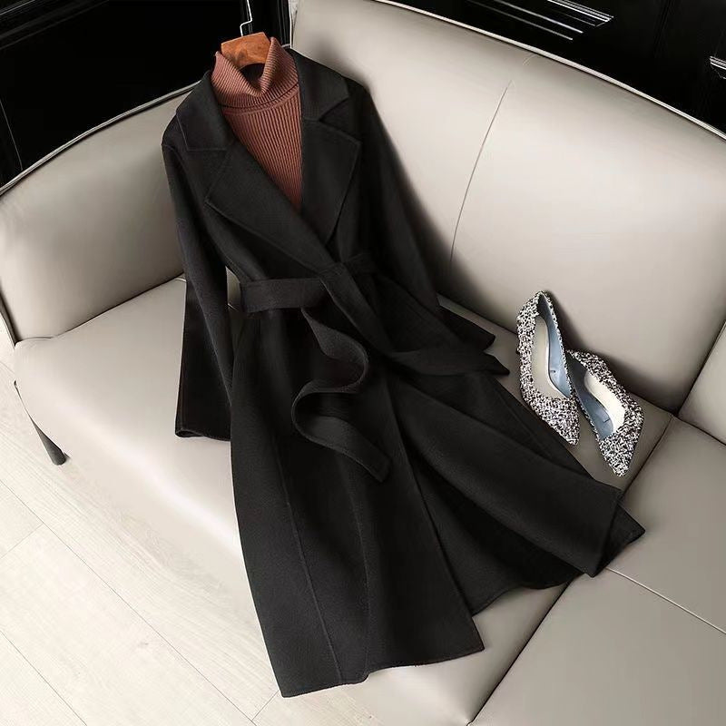 Slim Fit Lace-up Woolen Coat