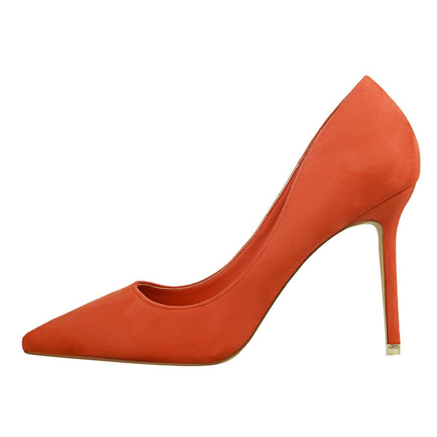 Suede stiletto pointy heels