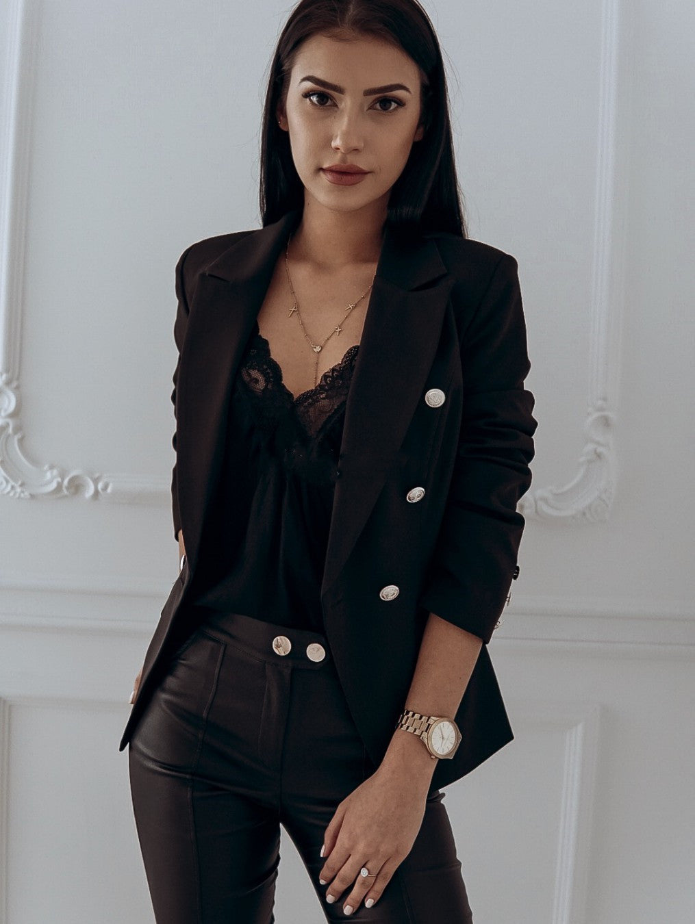 Metal button double breasted Blazer