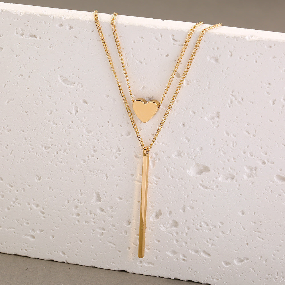Safety Pin Pendant Multi-layer Copper Collarbone Chain Necklace Woman