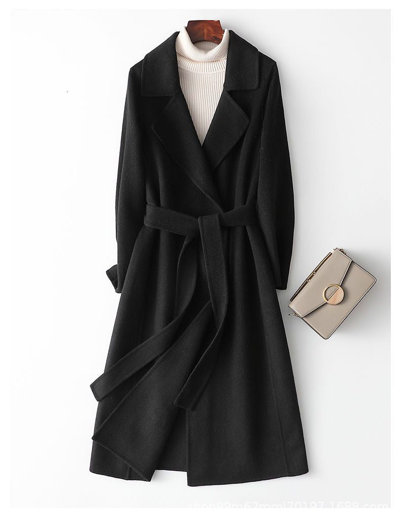 Slim Fit Lace-up Woolen Coat