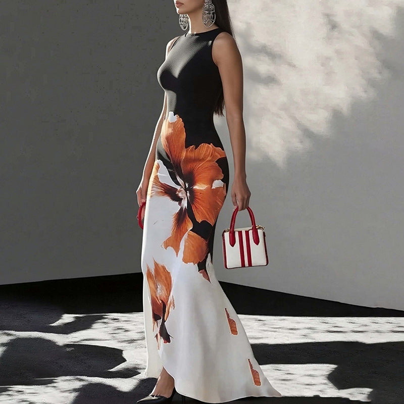 Printed Elegant Sleeveless Dress