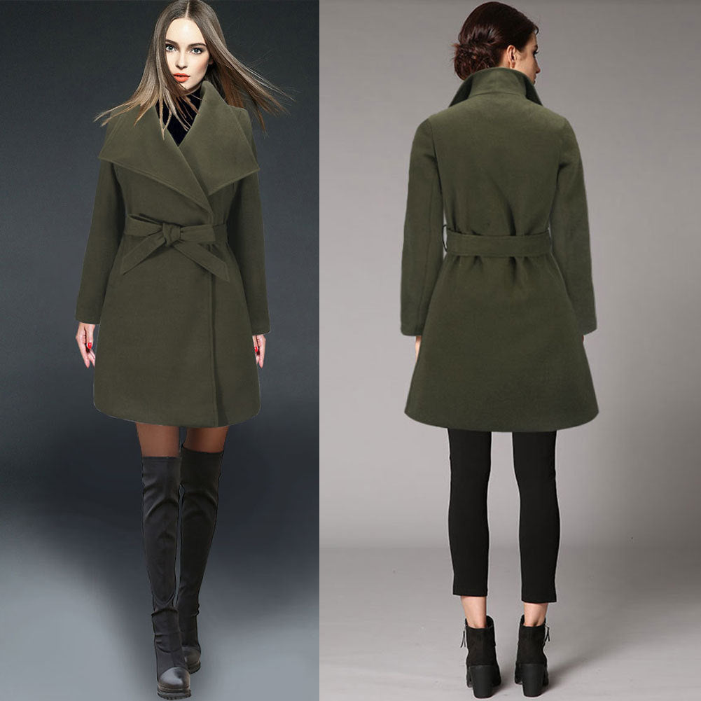 Solid woolen coat