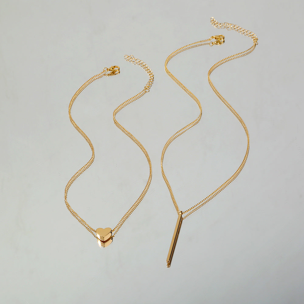 Safety Pin Pendant Multi-layer Copper Collarbone Chain Necklace Woman