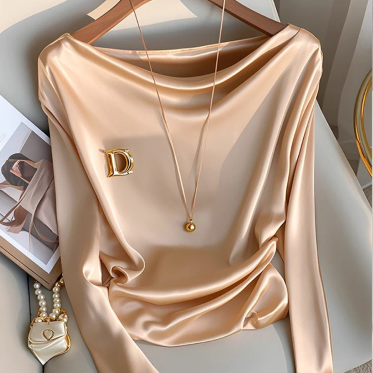 Long-sleeved Satin Blouse