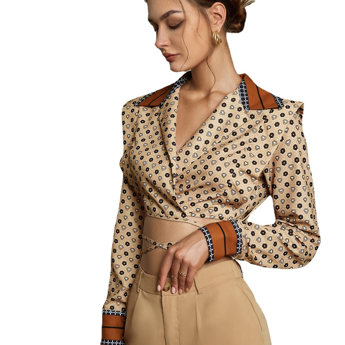 Lapel Slim Fit Blouse