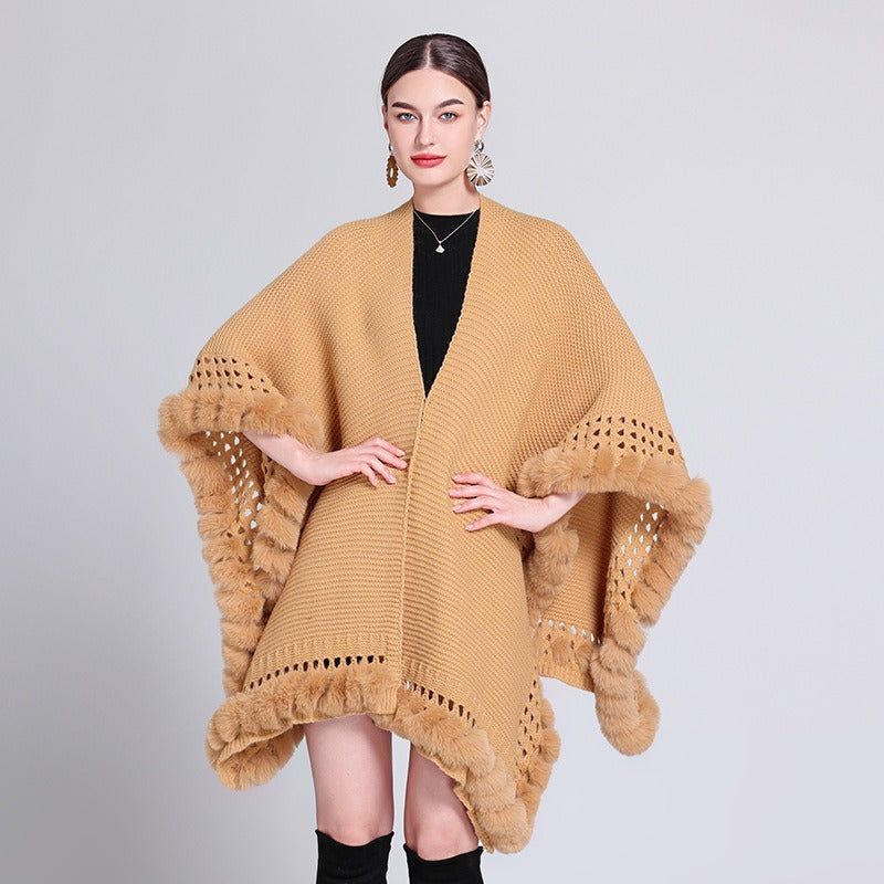 Knitted Cape And Shawl Sweater Coat