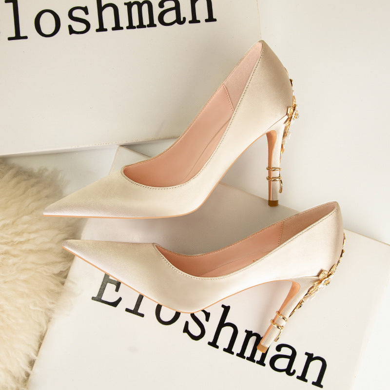 Pointed Toe Satin Pumps