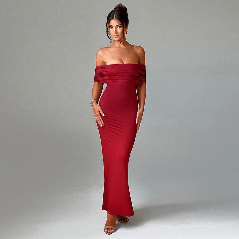 Socialite Style Elegant Backless Off-shoulder Dress