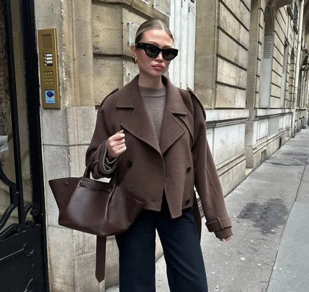 Lapel Long Overcoat