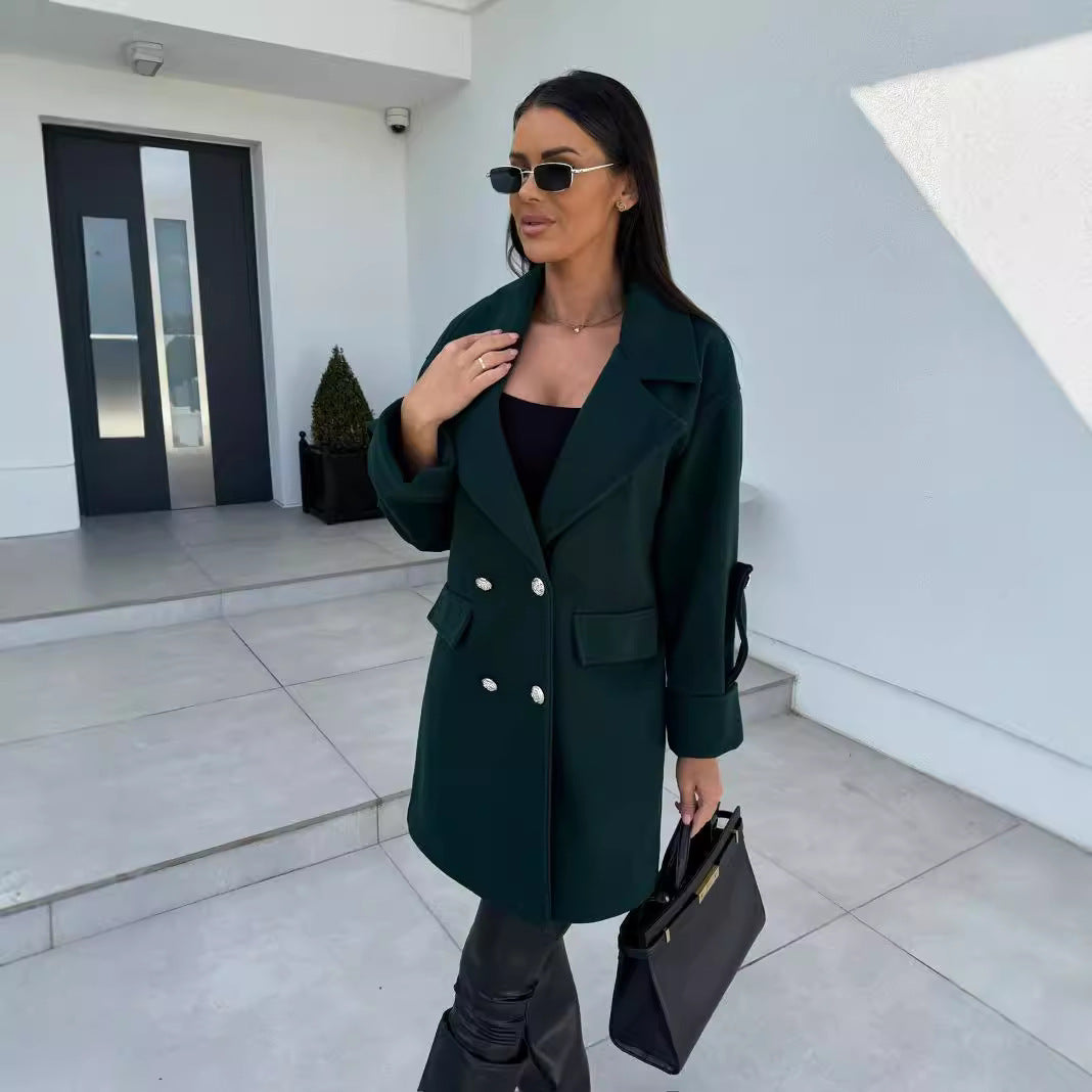 H-shaped Suit Collar Woolen Coat