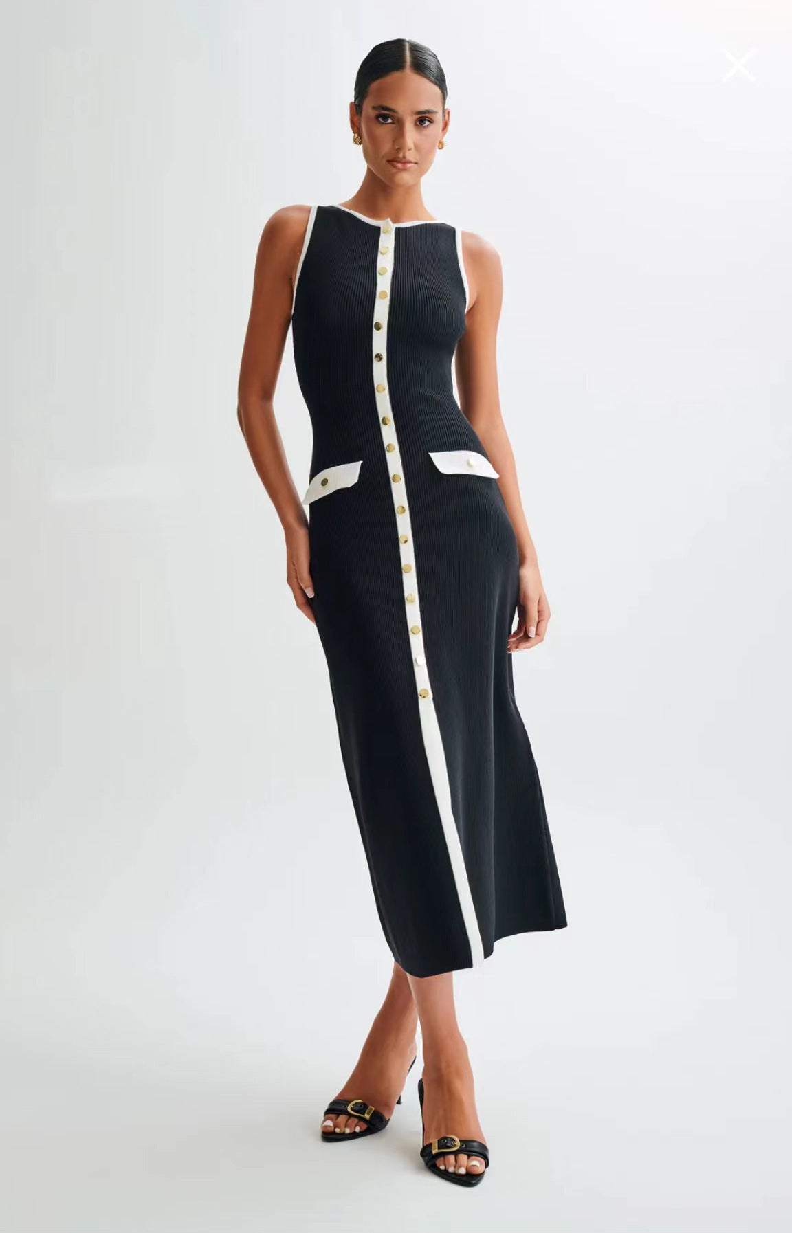 Fashion Black Elegant Woolen Dress