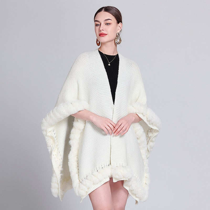 Knitted Cape And Shawl Sweater Coat