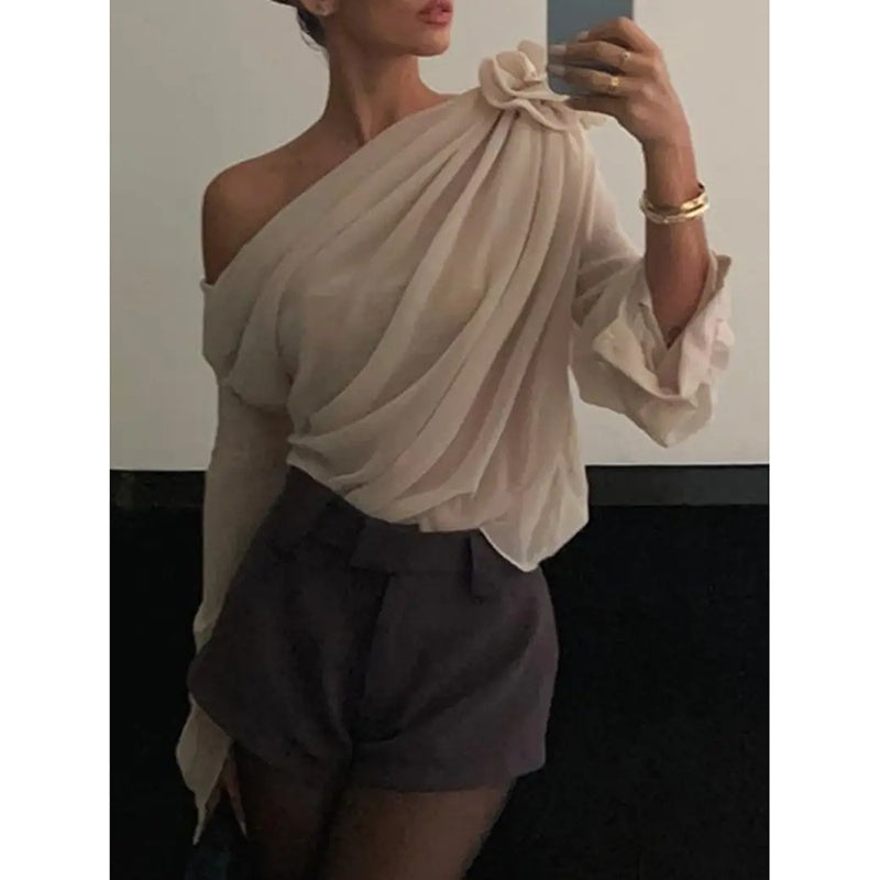 Off Shoulder Elegant Long Sleeve Blouse