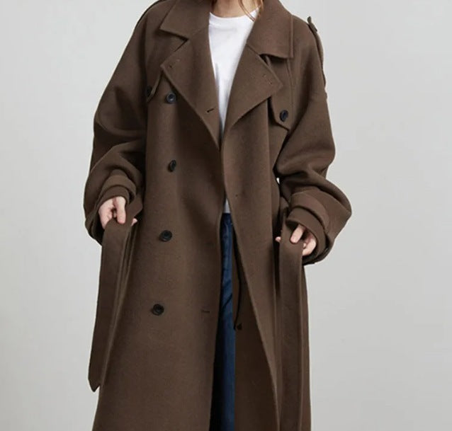 Lapel Long Overcoat