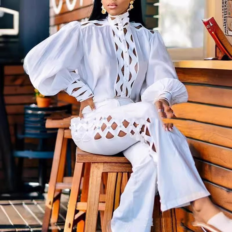 Lace Blouse And Pants Set
