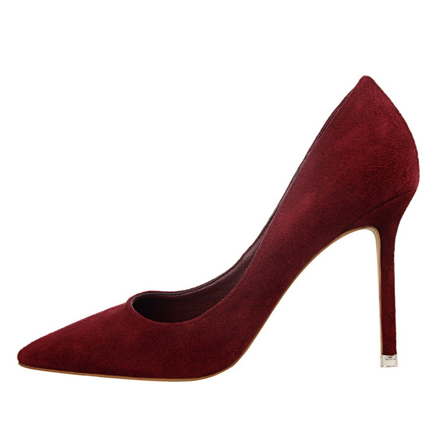 Suede stiletto pointy heels