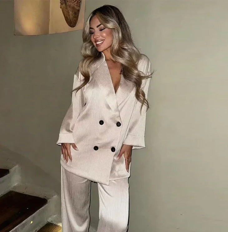 Ruffled Suit Jacket Casual Trousers Suit