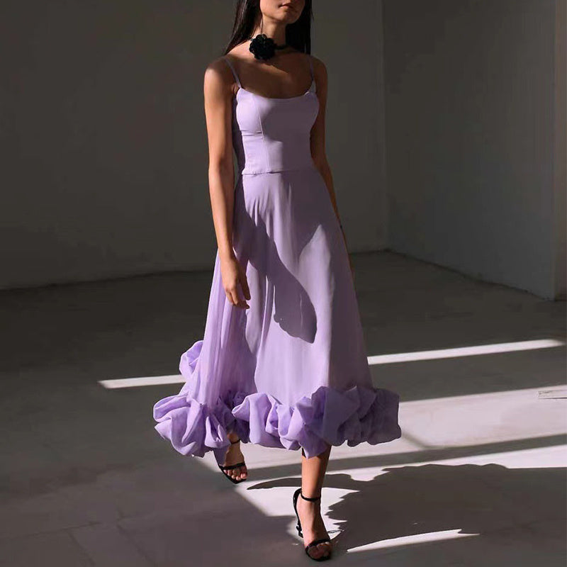 Fashion Suspenders Large Flower Swing Dress
