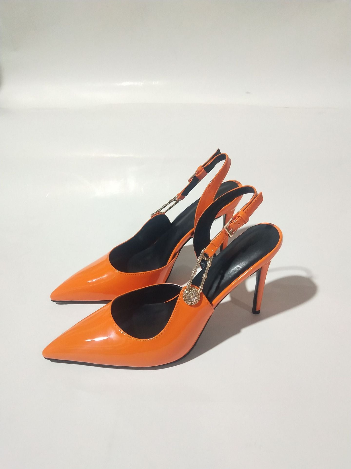 Rhinestone Pointed Toe Strap Heels
