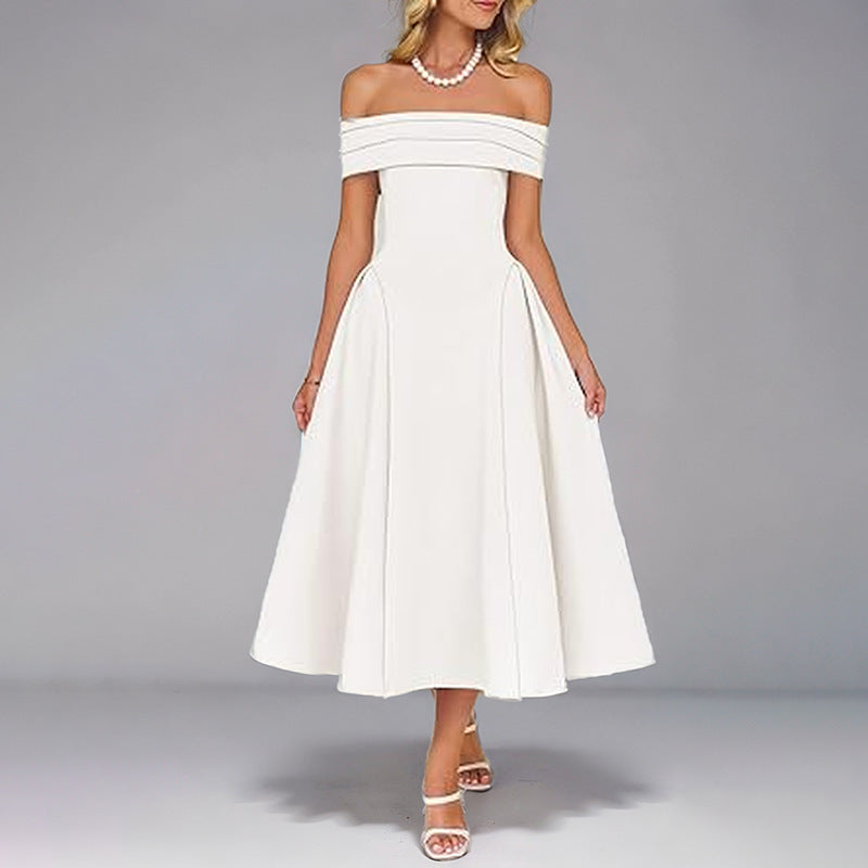 Off-shoulder Solid-color Dress - M Chic Boutique