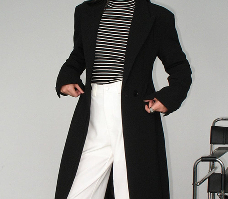 Long Pure Color Woolen Coat