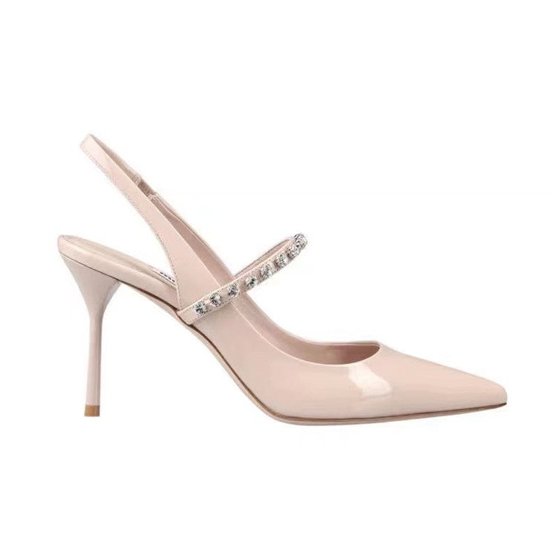 Slim Toe Pointed Leather High Heels