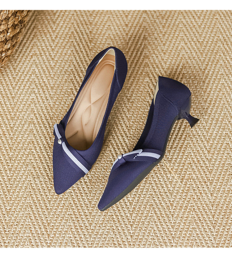Woven Low-cut Pointed-toe Shoes