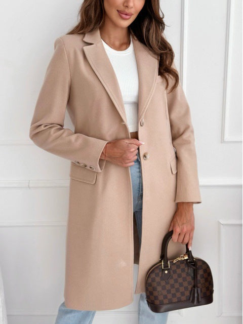 Mid-length Button Woolen Coat