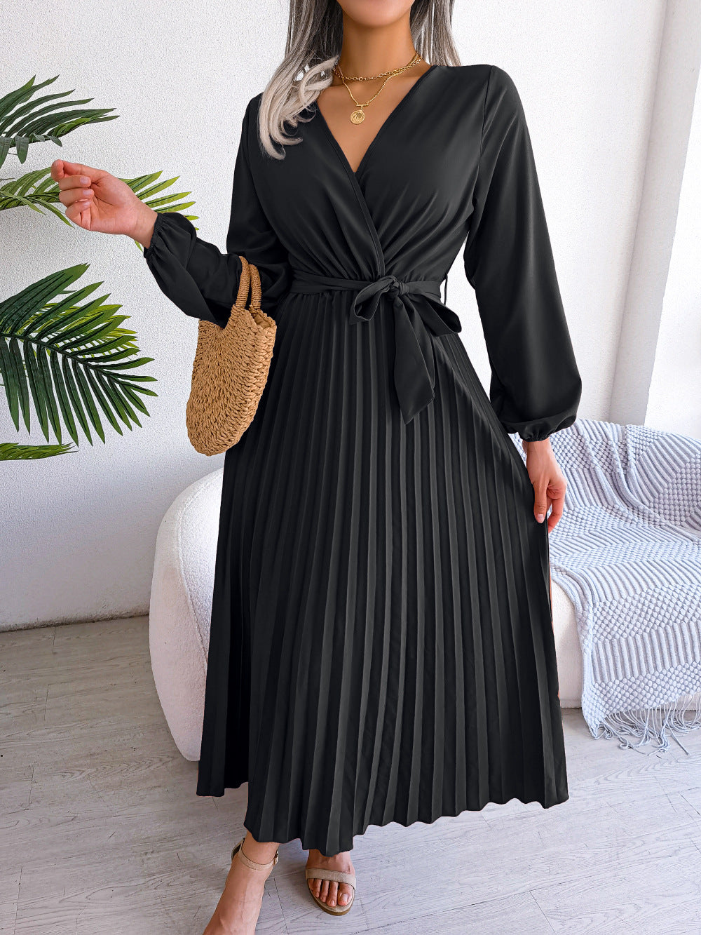Fashionably Elegant Cross Pleated Maxi Dress