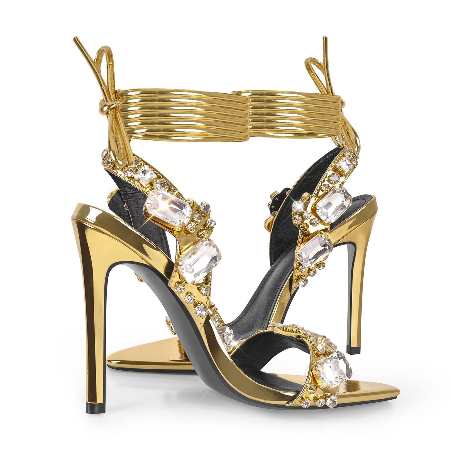 Rivet Rhinestone Stiletto Heels