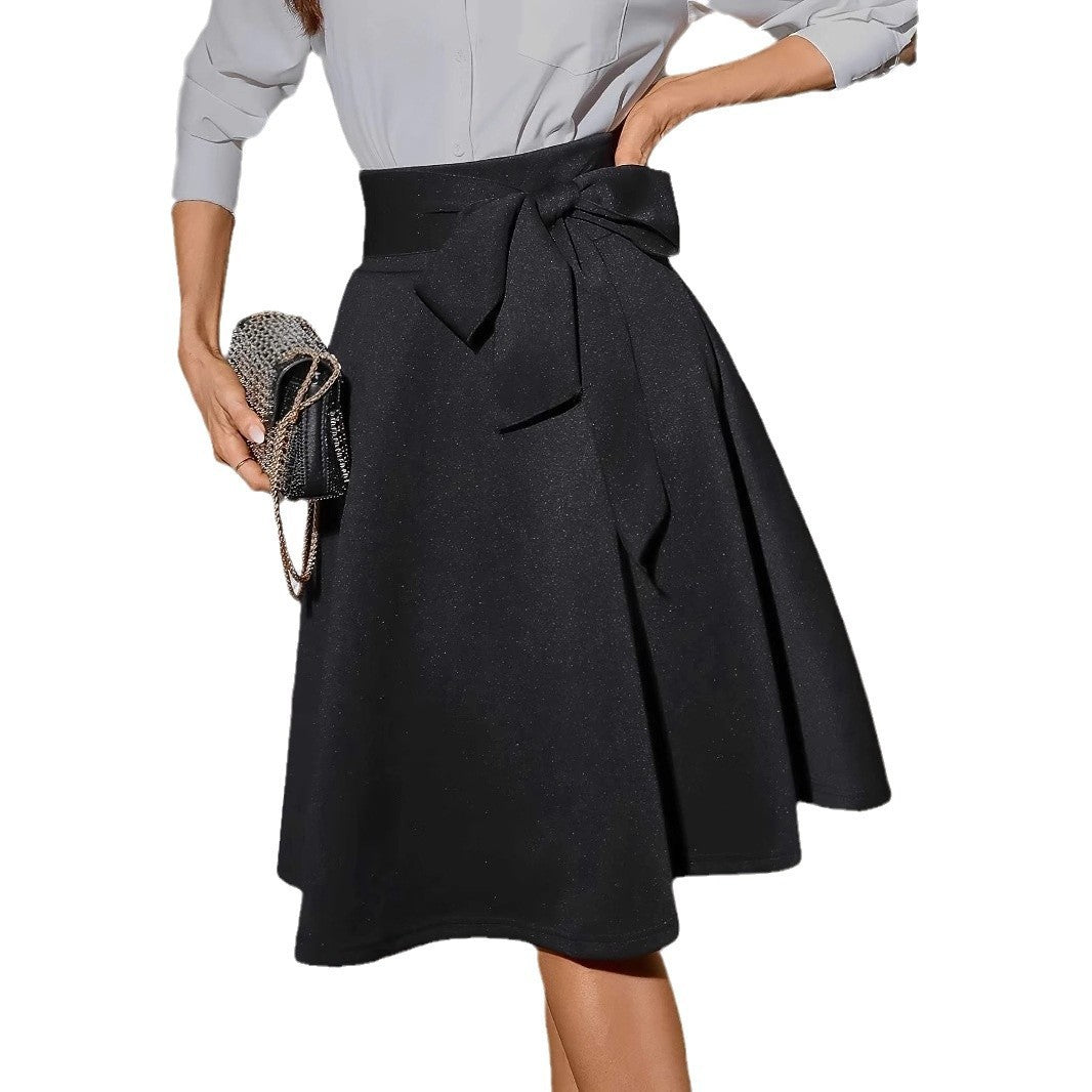 Knitted High Waist Strap Retro Skirt