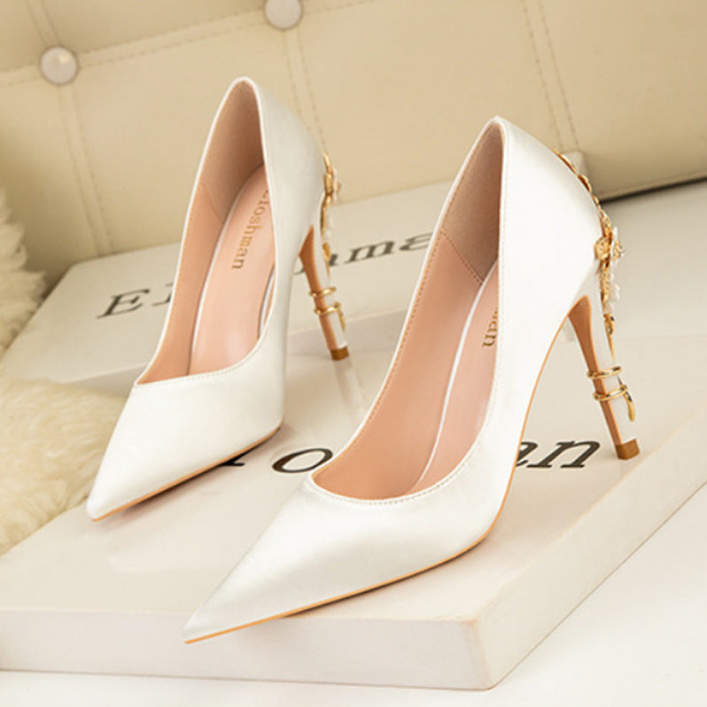 Pointed Toe Satin Pumps