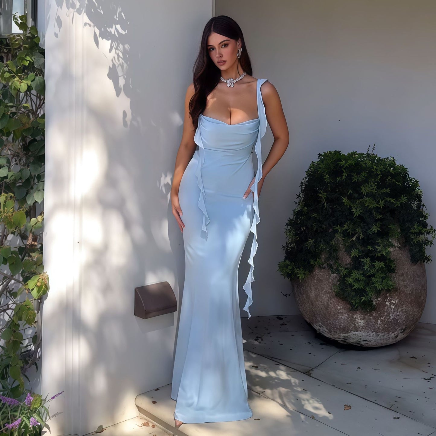 Tube Top Ruffled Ribbon Dress