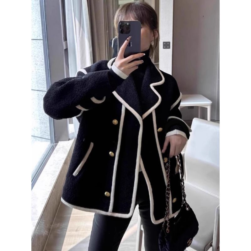 Loose Classic Style Retro Fleece Coat