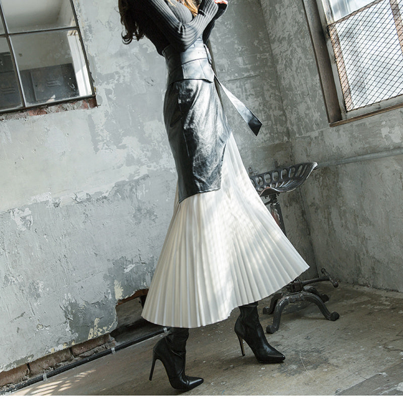 Pleated half length skirt