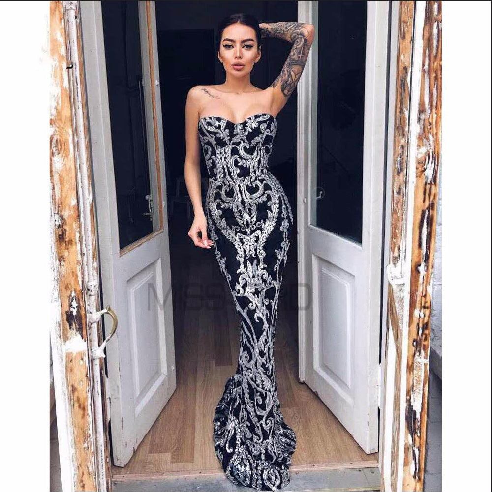 Elegant evening fishtail dress