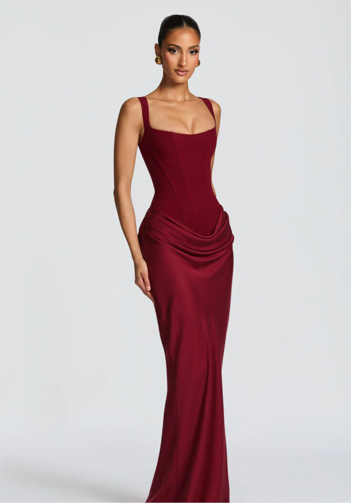 Strapless sleeveless sheath maxi dress from M Chic Boutique, featuring a fitted silhouette and flowing fabric for elegant style.