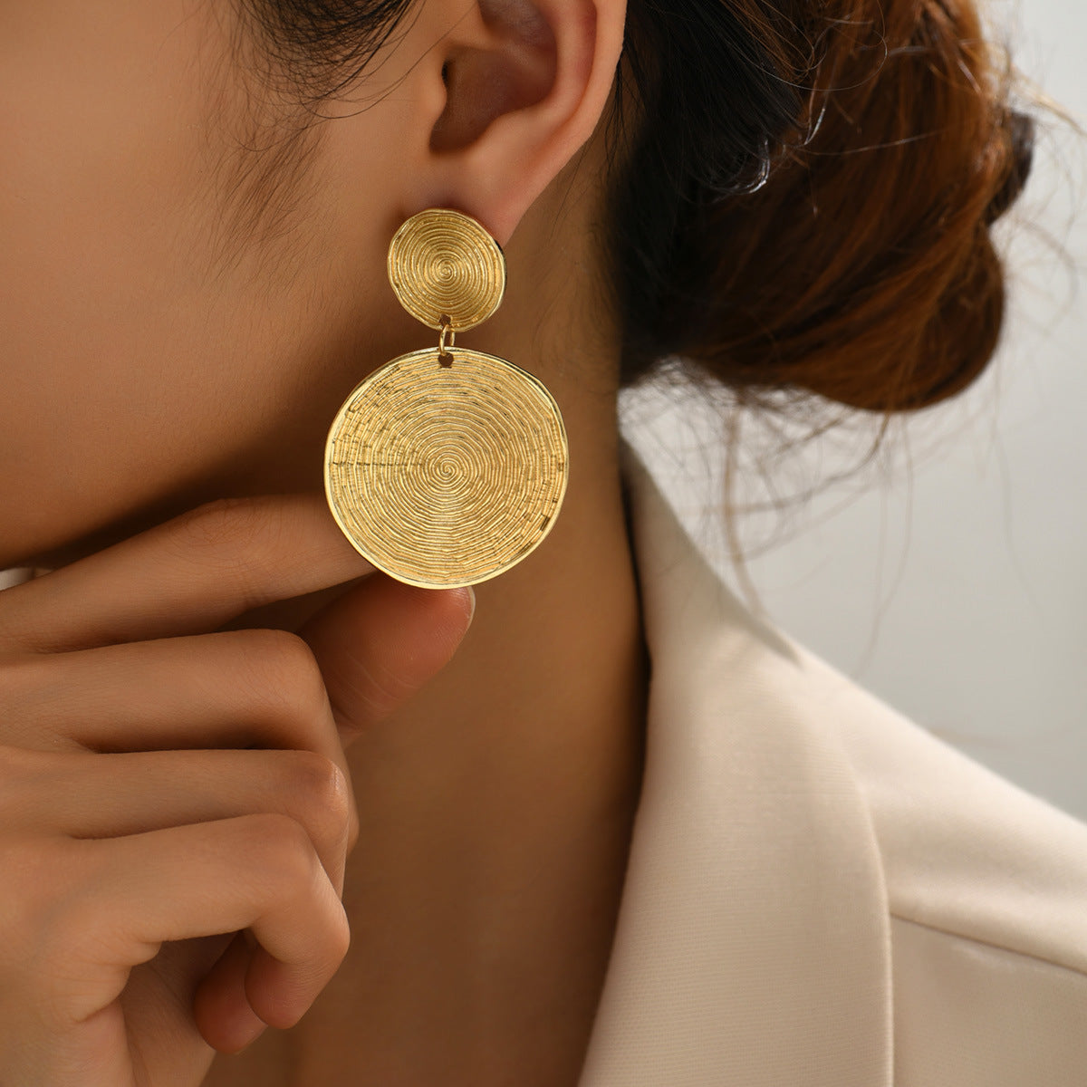 Round Geometric Earrings