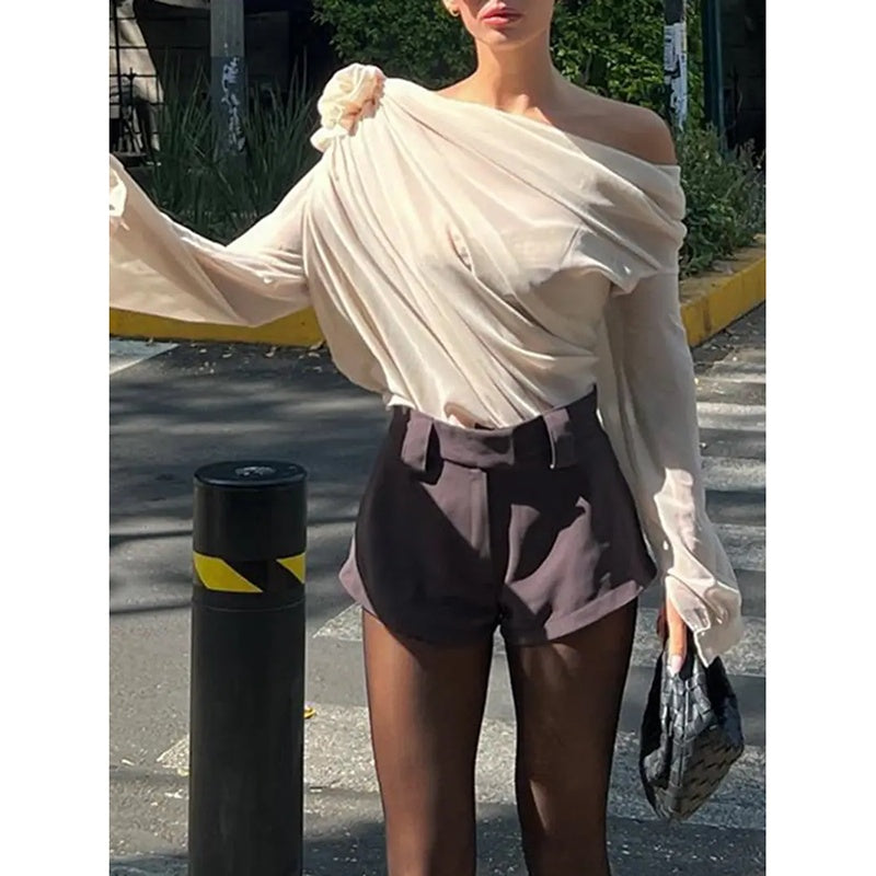 Off Shoulder Elegant Long Sleeve Blouse