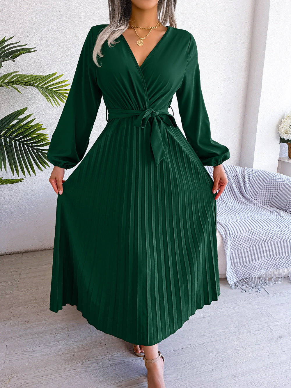 Fashionably Elegant Cross Pleated Maxi Dress
