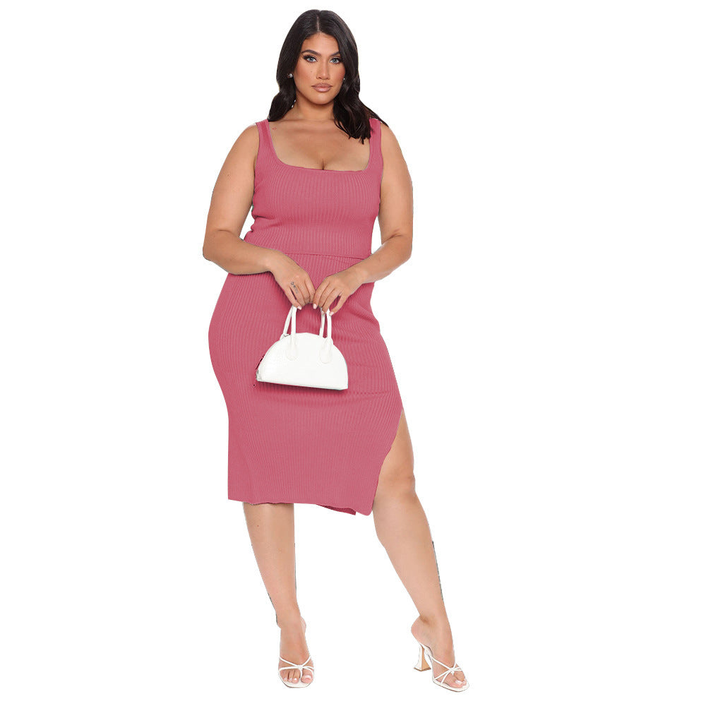 Plus Size Solid Color Dress