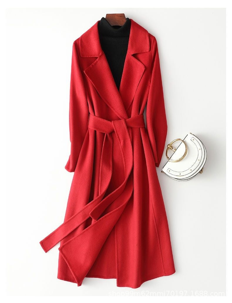 Slim Fit Lace-up Woolen Coat